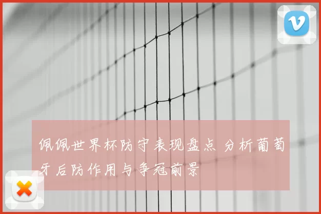 佩佩世界杯防守表现盘点 分析葡萄牙后防作用与争冠前景